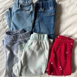Denim and Fleece Bottoms Set